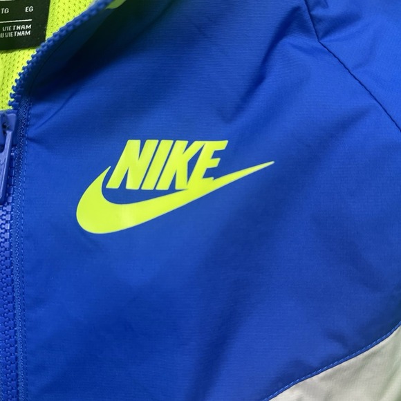 Vintage Nike Windbreaker Jacket XL Gray Blue Volt Just Do It Colorblock Hooded - Picture 10 of 15